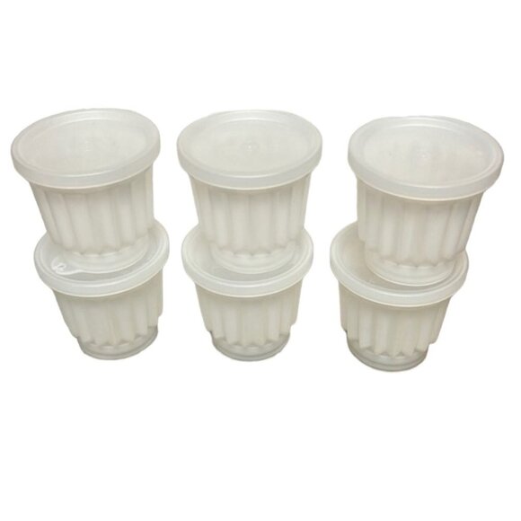 Tupperware Jel-Ette Jello Gelatin Single Serve Molds Star Caps Lids Set Of 6 - Picture 1 of 9